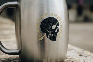 caffeine and chaos stainless steel coffee mug
