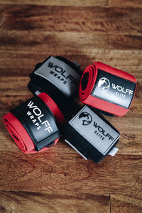 red and black wrist wraps together
